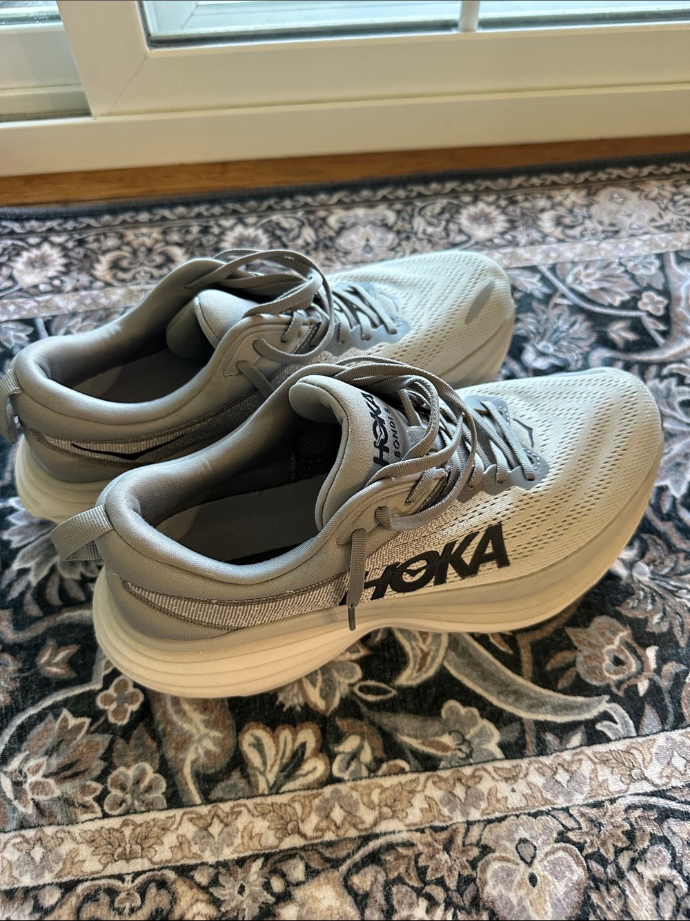 Hoka Men's Gray Athletic Running Shoes with Black Logo